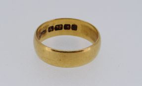 22CT YELLOW METAL WEDDING BAND, 4.8g