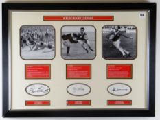 FRAMED & GLAZED 'WELSH RUGBY LEGENDS' Phil Bennett, John Dawes, JPR Williams, photographs