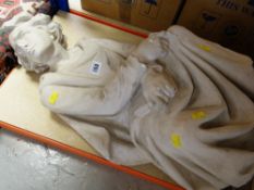 PLASTER SCULPTURE OF A SEATED SCHOLAR in flowing robes