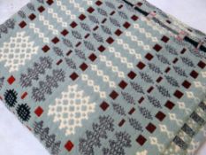 VINTAGE WELSH TAPESTRY BLANKET woven red, cream, black and green