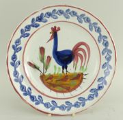LLANELLY POTTERY COCKEREL PLATE being an excellent example with full decoration to the interior,