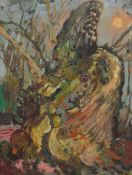 DAN LLYWELYN HALL oil on canvas - Scottish scene, entitled verso 'Inchmahome Veteran', signed and