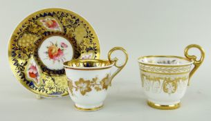NANTGARW PORCELAIN COFFEE CUP & SIMILAR COALPORT SAUCER TOGETHER WITH ANOTHER NANTGARW CUP the cup