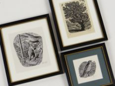 JOHN PETTS three woodcuts - all initialled and signed 1977 (2) and 1979 (1), 13 x 11cms,13 x 10cms