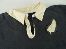 NEW ZEALAND ALL BLACKS JERSEY MATCH WORN BY BRUCE MCLEOD bearing embroidered silver fern to stitched