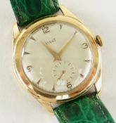 18K YELLOW GOLD GENTS PIAGET WRISTWATCH, having 17 jewel movement and hallmarked to the inside of