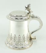 VICTORIAN SILVER 17TH CENTURY-STYLE LIDDED TANKARD, London 1866, by George Richards & Edward Charles