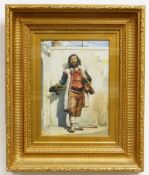 LATE 19TH CENTURY ENGLISH SCHOOL watercolour - Italian itinerant musician, signed with initials RH