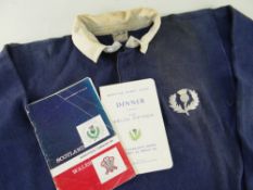 1963 SCOTLAND INTERNATIONAL RUGBY UNION JERSEY WORN BY NORMAN BRUCE (1932-1992) against Wales at