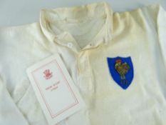 1964 FRANCE INTERNATIONAL RUGBY UNION JERSEY WORN BY ANDRE HERRERO (b.1938) against Wales in Cardiff