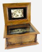 SYMPHONION NO.25 WALNUT MARQUETRY TABLE TOP DISK MUSICAL BOX CIRCA 1890, for 8 1/4 / 11 3/4 inch