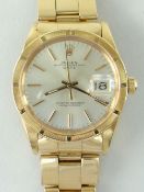 ROLEX 18K GOLD OYSTER PERPETUAL DATE GENTS WRISTWATCH, model 1501/R with 18k gold 7205 oyster