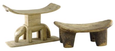 TWO WEST AFRICAN STOOLS, comprising Ashanti elephant stool, Ghana, 53cms and a Lobi stool, Burkina