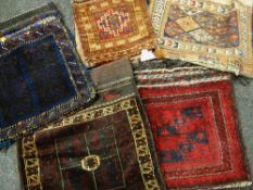 ASSORTED TRIBAL SADDLE BAGS including a tent bag (5) Condition Report: all with insect damage to