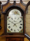 EARLY 19TH CENTURY PROVINCIAL OAK 30-HOUR LONGCASE CLOCK, painted dial, calendar aperture,