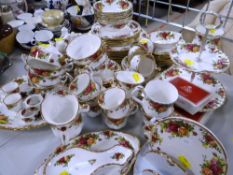 ASSORTED ROYAL ALBERT 'OLD COUNTRY ROSES' PORCELAIN TEAWARES including dishes, bowls, cruets, napkin