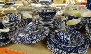 BURLEIGH 'CALICO' BLUE & WHITE PRINTED PART DINNER SERVICE