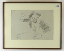 GLYN MORGAN (1926-2015) conte on paper - clown with pipe and hat, signed and dated in pencil '51, 24