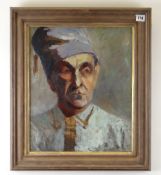 EARLY 20TH CENTURY SCHOOL oil on canvas - portrait of an ottoman gentleman in tasselled hat, 43 x