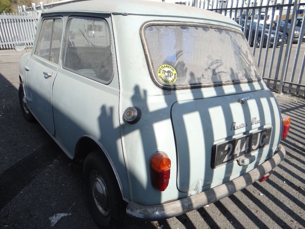 1963 AUSTIN MARK 1 MINI PETROL 848CC HAVING DATELESS/CHERISHED NUMBER PLATE '244 JG', in grey with - Image 7 of 79