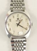 ZENITH SURF STAINLESS STEEL WRISTWATCH, cal 2572 manual wind signed movement, brushed tonneau case