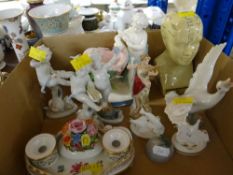 ASSORTED CABINET CHINA including Herend miniature ink stand and three Royal Worcester 'Country Life'