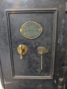 VINTAGE CAST IRON SAFE, locking with keys, 66cms H, 46cms W, 43cms D