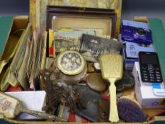 MIXED COLLECTABLES GROUP including an interesting cast iron and glass pen and ink stand, mobile