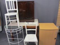 MIXED VINTAGE & LATER FURNITURE PARCEL to include a formica top pine table, 73cms H, 108.5cms L,