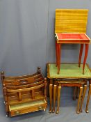 FOUR SMALL OCCASIONAL FURNITURE ITEMS to include an Italian inlaid lidded music table, set of