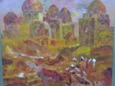 20TH CENTURY OIL ON BOARD - Middle Eastern scene, 42 x 46cms