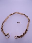 9CT GOLD RECTANGULAR BOX & BELCHER LINK BRACELET, 7.4grms, 18cms L (clip fastener A/F)