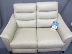 HARVEY GENEVA S662 TWO SEATER ELECTRIC RECLINING SOFA in mushroom leather effect with a USB port
