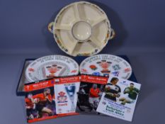 COMMEMORATIVE WELSH RUGBY UNION PLATES FOR 2005 & 2012 TRIPLE CROWN & GRAND SLAM, designed by Harvey