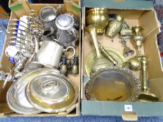 ELECTROPLATE, BRASSWARE an assortment and a pair of old field glasses