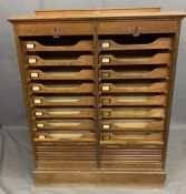 GOOD OAK DOUBLE TAMBOUR FRONTED OFFICE STATIONERY CABINET, 112.5cms H, 90.5cms W, 40cms D, the
