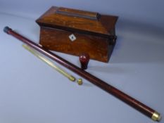 ROSEWOOD SARCOPHAGUS TEA CADDY with mother of pearl escutcheon, 20cms H, 34cms W, 18cms D and a