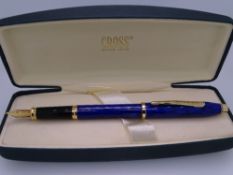 CROSS - Modern Blue Lacquer with Navy Swirls Cross Century ii fountain pen with 23ct gold plated