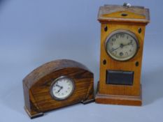 CLOCKS - pendulum mantel clock, 24cms H and another similar era mantel clock