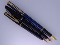 WATERMAN - Vintage (1950s) Black Watermans L2 lever fountain pen and pencil set with gold trim and
