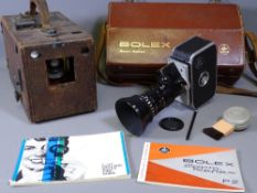 BOLEX ZOOM REFLEX P2 CINE CAMERA in a leather case and a Unicum vintage box camera