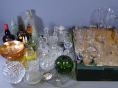GLASSWARE - an etched glass lemonade set, advertising bottles, old soda bottles and dressing table