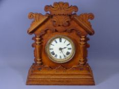 CLOCKS - Ansonia USA carved mantel clock, 42 x 35 x 13cms