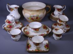 ROYAL ALBERT OLD COUNTRY ROSES TEAWARE, approximately 25 pieces and a Royal Devon chamber pot
