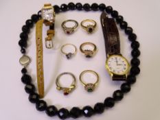 LADY'S VINTAGE & LATER JEWELLERY & WATCHES to include a 9ct gold cased Accurist and a gold plated