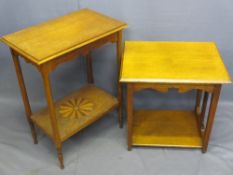 TWO OCCASIONAL TABLES IN THE ARTS & CRAFTS STYLE, 55cms H, 56cms W, 44cms D and 75cms H, 58cms W,