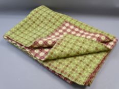 TRADITIONAL WELSH WOOLLEN TYPE BLANKET, green in colour
