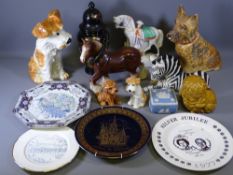 SYLVAC TERRIER, 29cms tall, Szeiler recumbent zebra, other ornaments and china and a Staffordshire