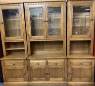 EXCELLENT ERCOL MID-TONE THREE SECTION LOUNGE SYSTEM with glazed upper sections, the interiors