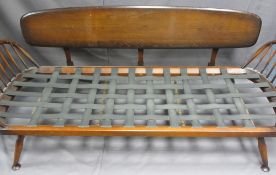 ERCOL THREE PIECE LOUNGE SUITE, 75cms H, 207cms W, 65cms D the couch, NOTE: the upholstered cushions